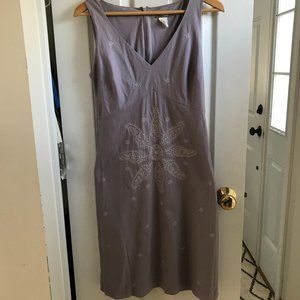 J Crew Lilac Tank Dress, Cream Embroidered Design